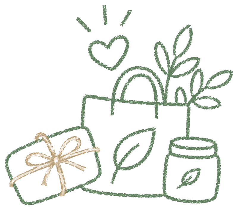 Ilustración de un set de regalo ecológico